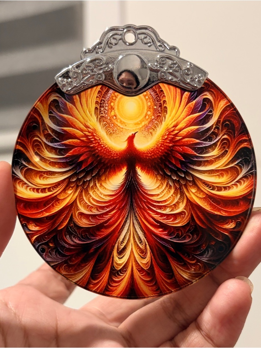 Fierce Dragon Stained Glass Style Ceramic Ornament. - Picture 2 of 4